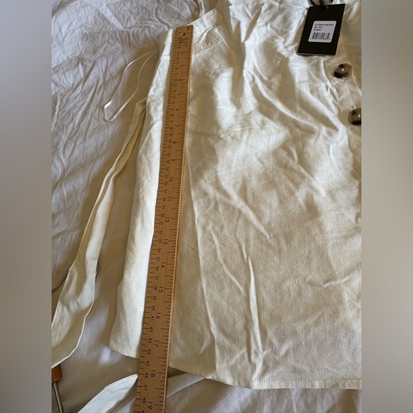 Essentials by ABS NWT linen blend tank big button tie back XL ivory smocked - Picture 6 of 9